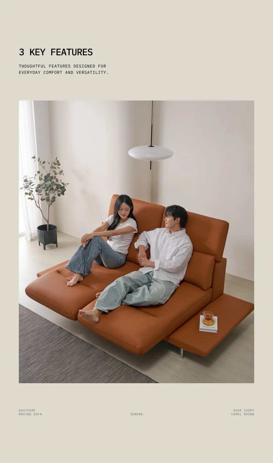 (한샘몰pick) 세레나 이지케어 레더 무빙 소파 3인용 가죽 쇼파 상세 이미지 22